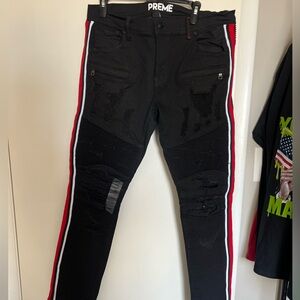 Black and Red Preme Jeans Men